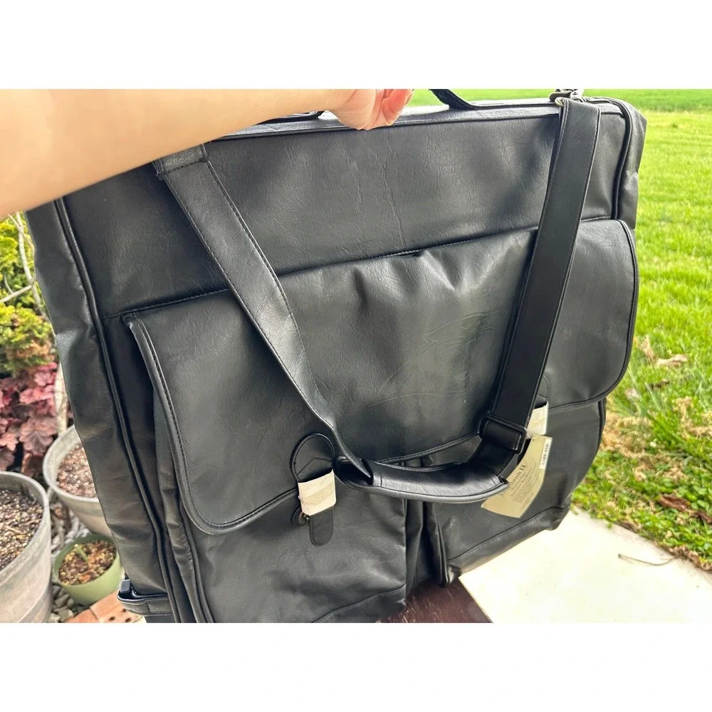 Carolina Panthers Highland Leather Travel Garment Fold-Over Suit Noir Black Bag